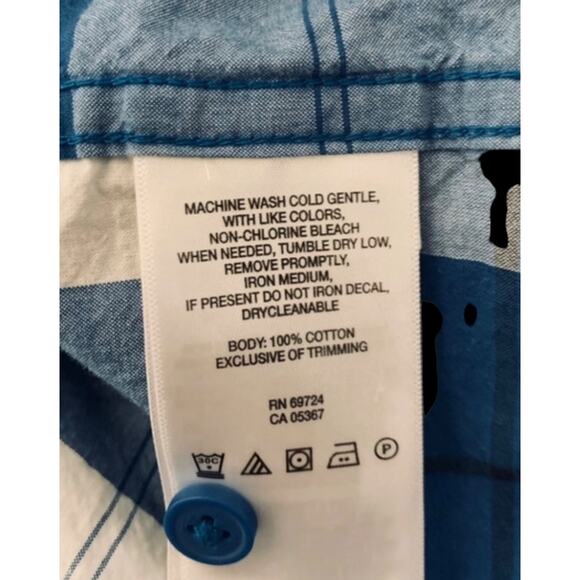 Columbia Sportswear Men’s Short Sleeve Plaid in Blue & White Button-Up Shirt - Picture 4 of 10